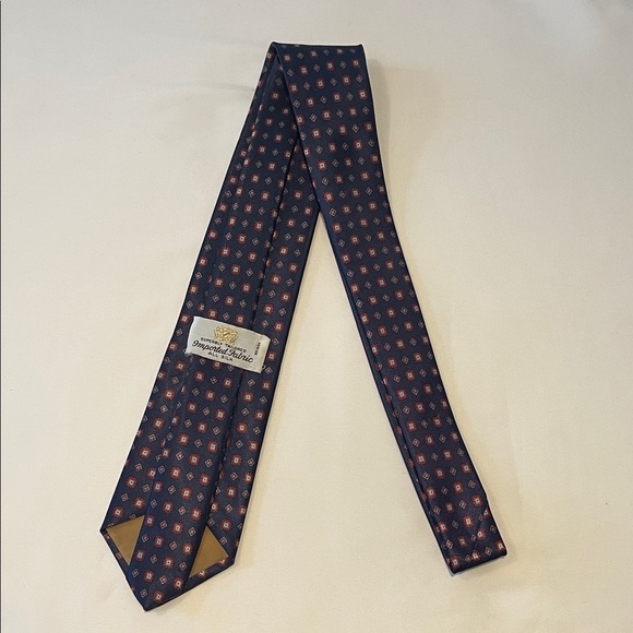 Navy and Red Geometric Tie - Picture 2 of 2